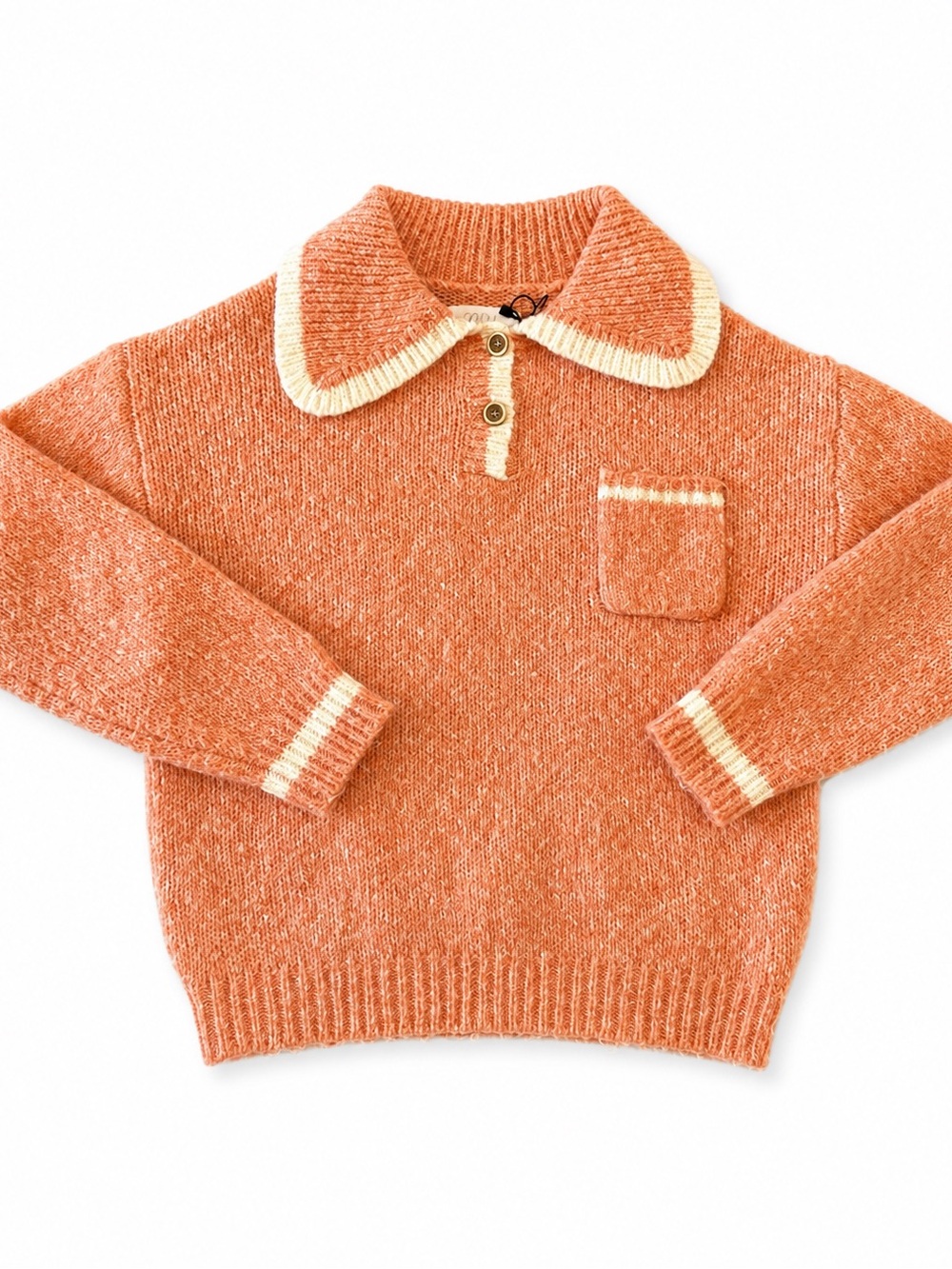 Zara Girls 11-12 Peach Fuzzy Knit Collared Sweater Wool Blend